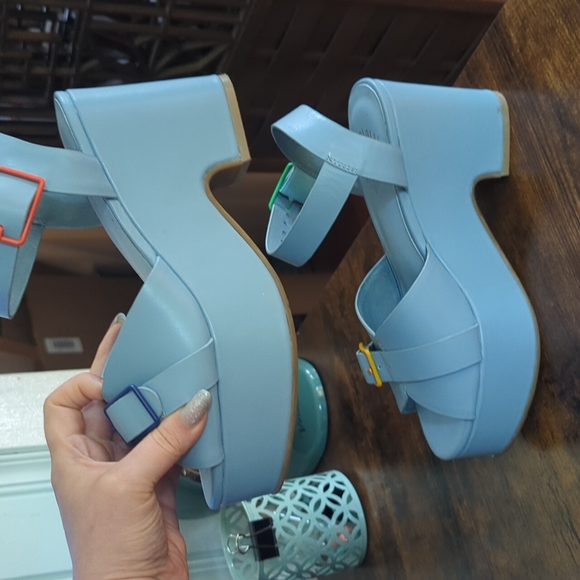 EUC Charlotte Stone Raf Baby Blue platforms sz 7 RARE - Picture 6 of 7